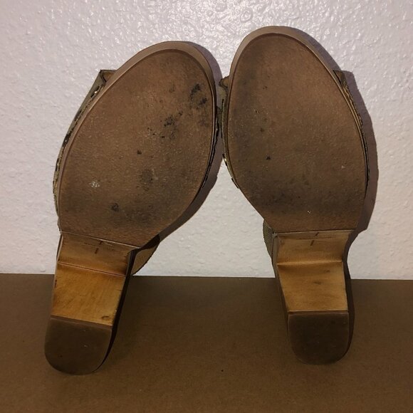 DOLCE VITA Sadey Heels Women’s Size 8.5 US Green/Tan Peep Toe Shoes Slingback - Picture 2 of 13